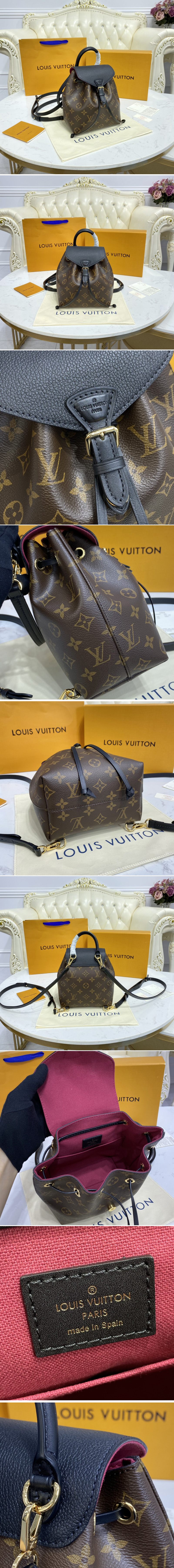 Replica Louis Vuitton M45502 LV Montsouris BB backpack in Monogram canvas and cowhide leather