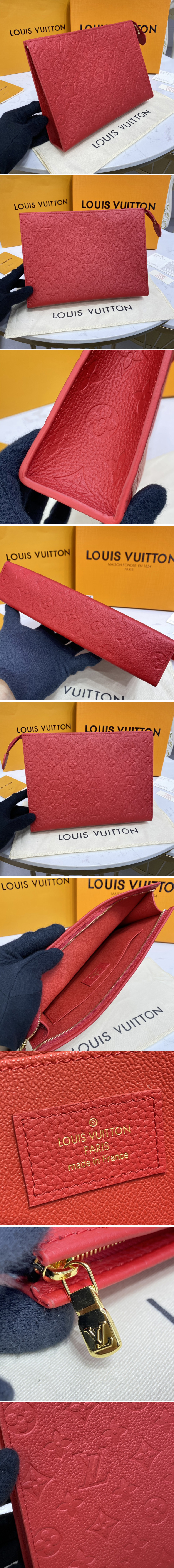 Replica Louis Vuitton M45666 LV Poche Toilette 26 in Red Monogram Empreinte leather