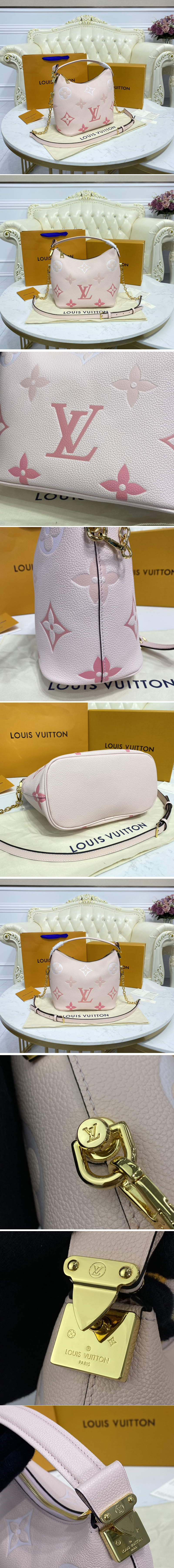 Replica Louis Vuitton M45697 LV Marshmallow hobo bag in Pink Monogram Empreinte leather