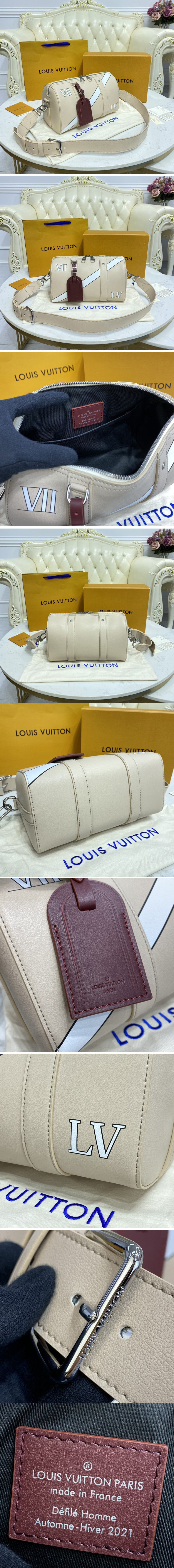 Replica Louis Vuitton M45757 LV City Keepall Bag in Beige Calf Leather