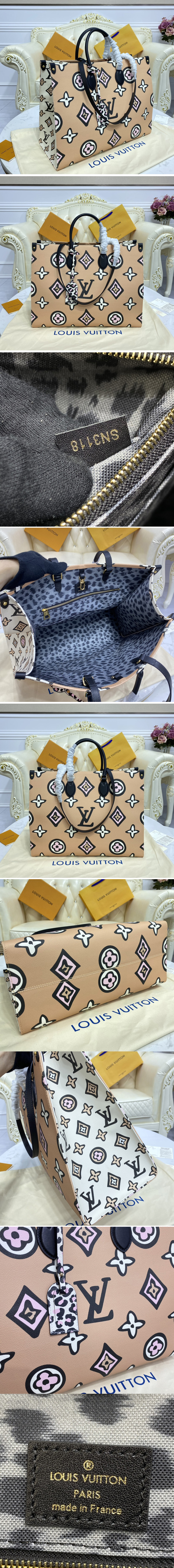 Replica Louis Vuitton M45814 LV Onthego GM Bag in Arizona Beige Monogram coated canvas