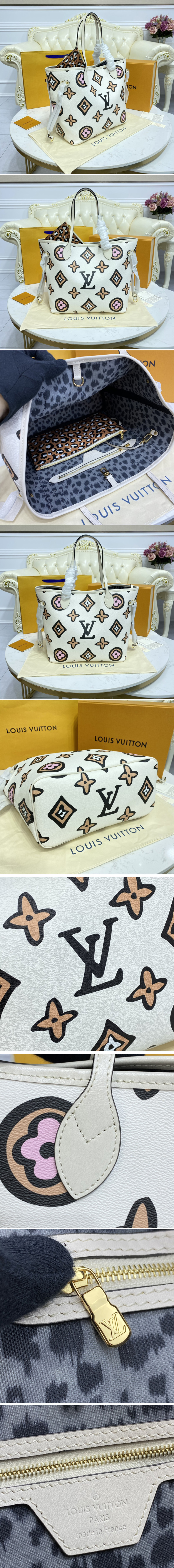 Replica Louis Vuitton M45819 LV Neverfull MM tote bag in Cream Autres Toiles Monogram