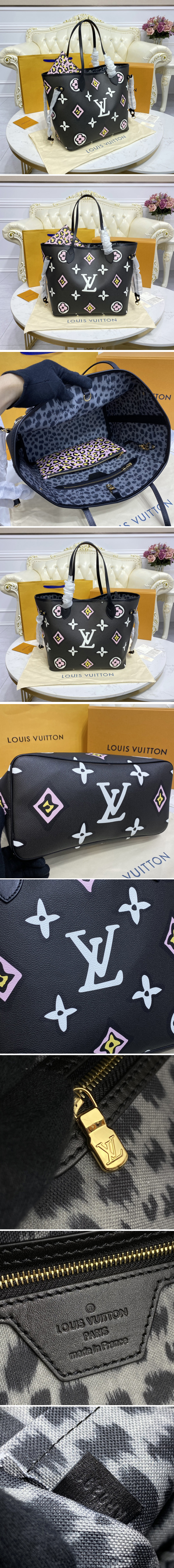 Replica Louis Vuitton M45818 LV Neverfull MM tote bag in Black Autres Toiles Monogram