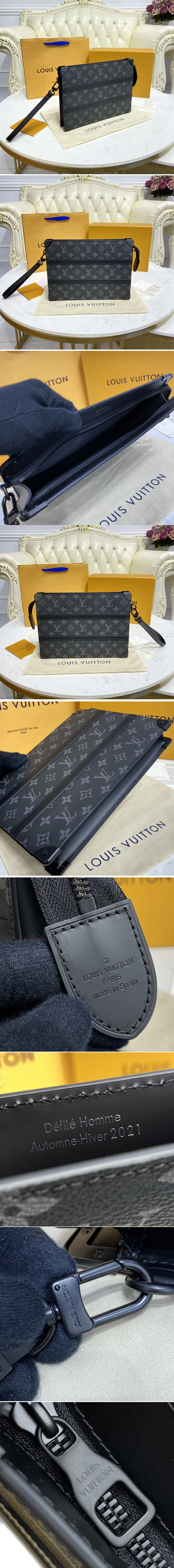 Replica Louis Vuitton M45937 LV Trunk Pouch in Monogram Eclipse canvas