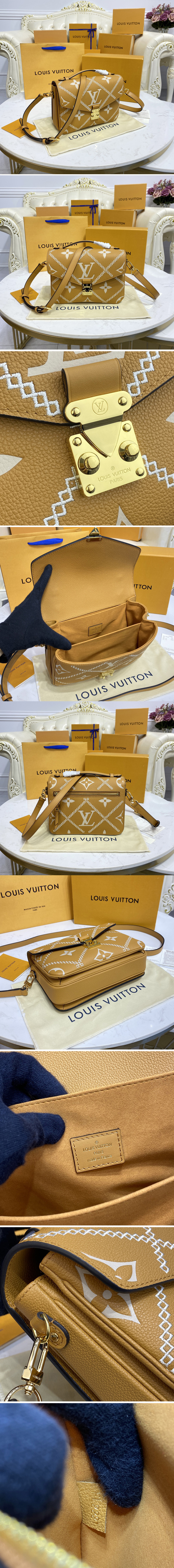 Replica Louis Vuitton M46018 LV Pochette Metis handbag in Beige/Brown Monogram Empreinte leather