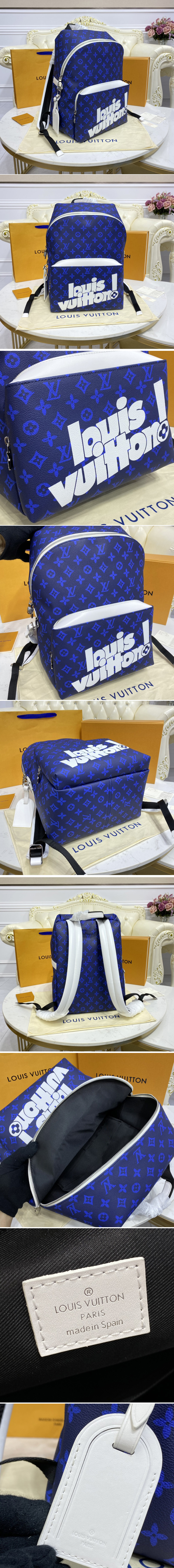 Replica Louis Vuitton M46118 LV Carry It Backpack in Blue Monogram Reverse Canvas