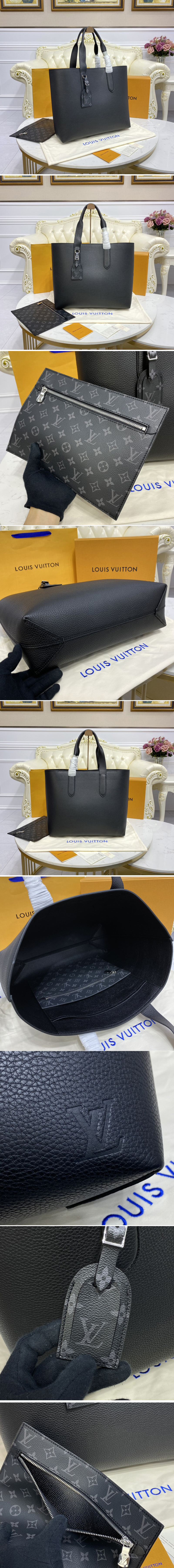 Replica Louis Vuitton M52817 LV Cabas Voyage bag in Black Taurillon leather