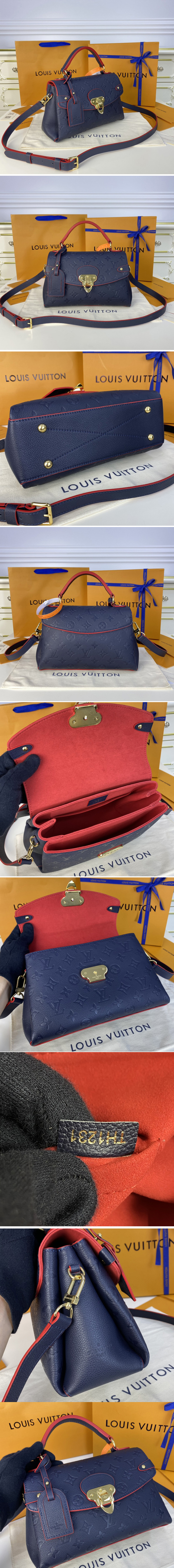 Replica Louis Vuitton M53941 LV Georges BB bag in Navy Blue embossed Monogram Empreinte leather