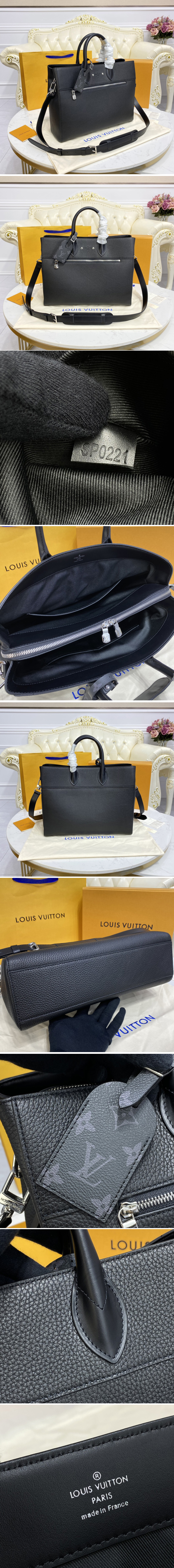 Replica Louis Vuitton M55732 LV Cabas Business bag in Black Taurillon cowhide leather