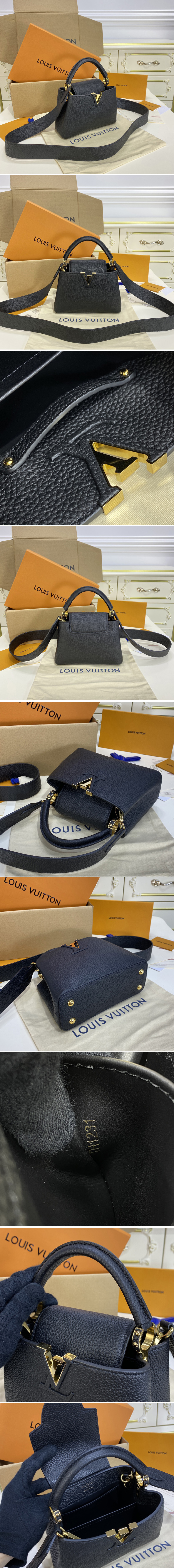 Replica Louis Vuitton M56071 LV Capucines Mini handbag in Black Taurillon leather