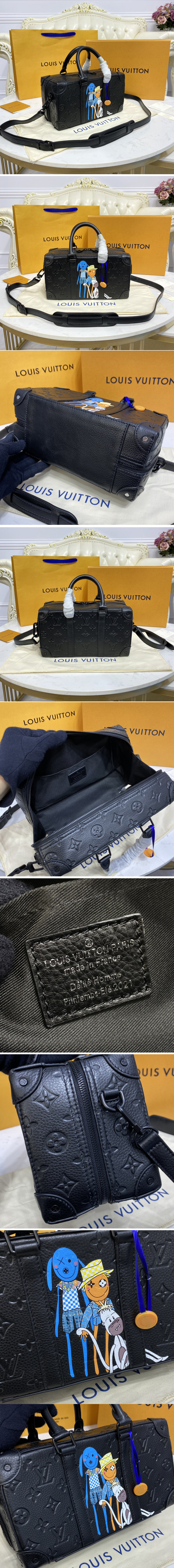 Replica Louis Vuitton M57410 LV Speedy Soft Trunk bag in Black Taurillon Monogram leather