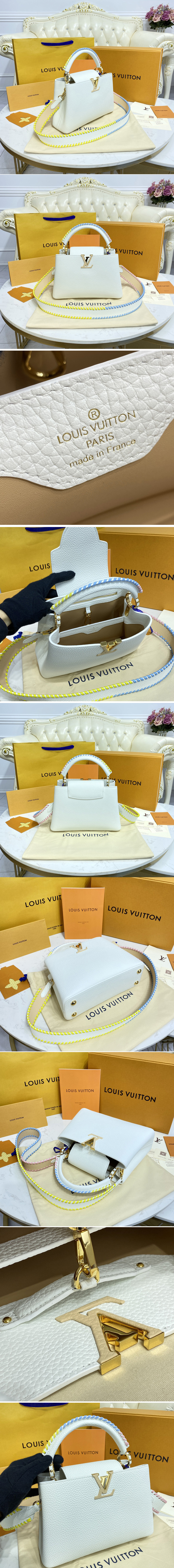 Replica Louis Vuitton M57672 LV Capucines MM handbag in White Taurillon leather