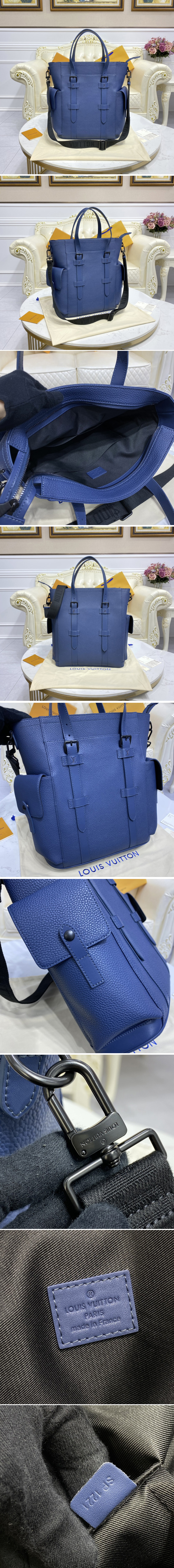 Replica Louis Vuitton M58479 LV Christopher Tote Bag in Blue Taurillon leather