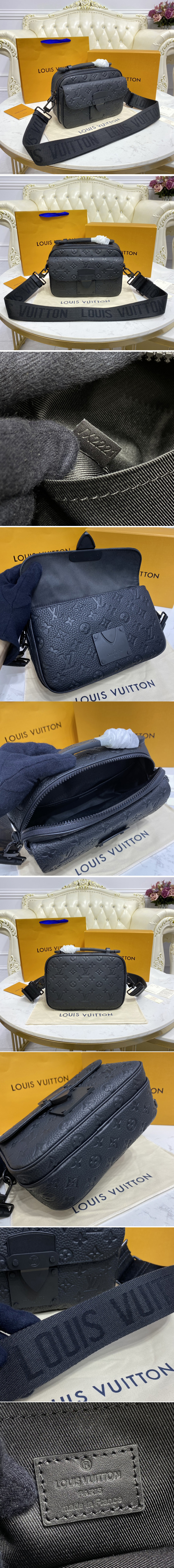 Replica Louis Vuitton M58489 LV S Lock Messenger Bag in Monogram-embossed Taurillon cowhide leather