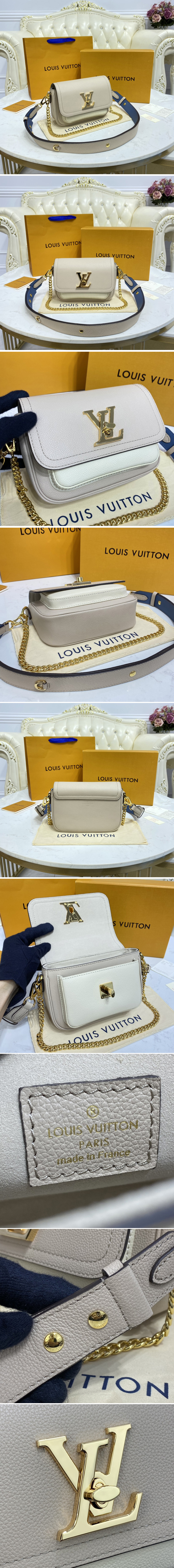 Replica Louis Vuitton M58554 LV Lockme Tender cross-body bag in Greige Grained calf leather