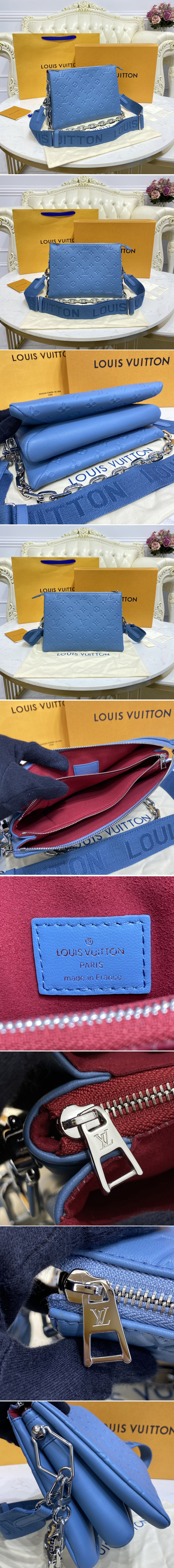 Replica Louis Vuitton M58626 LV Coussin PM handbag in Blue Monogram embossed puffy lambskin