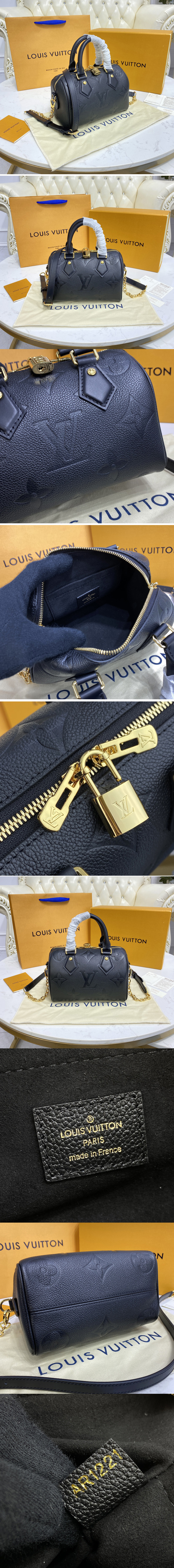 Replica Louis Vuitton M58953 LV Speedy Bandoulière 20 handbag in Black Monogram Empreinte leather