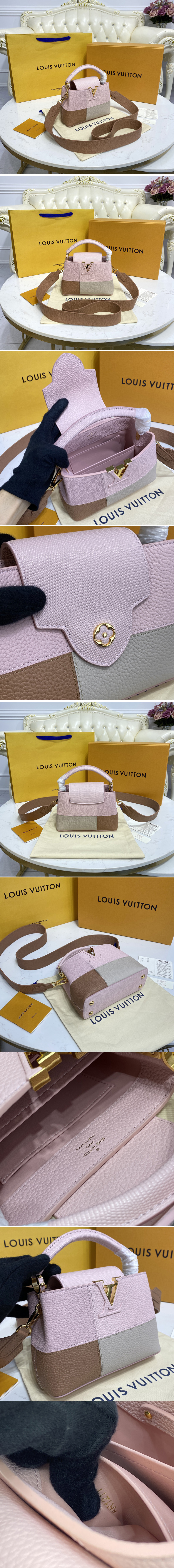 Replica Louis Vuitton M59268 LV Capucines Mini handbag in Rose Taurillon leather and karung leather