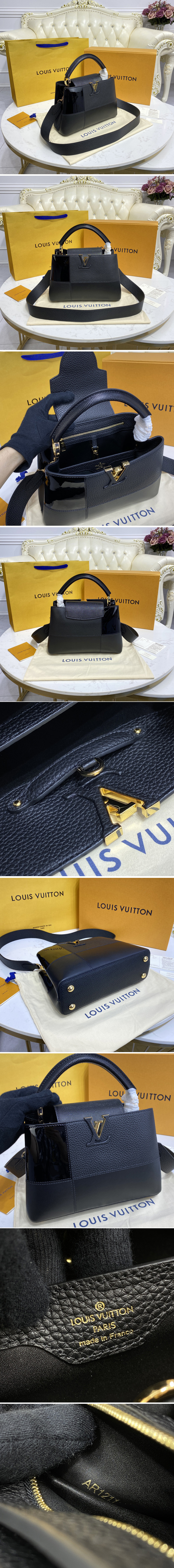 Replica Louis Vuitton M59269 LV Capucines BB handbag in Black Taurillon leather, calfskin and karung leather