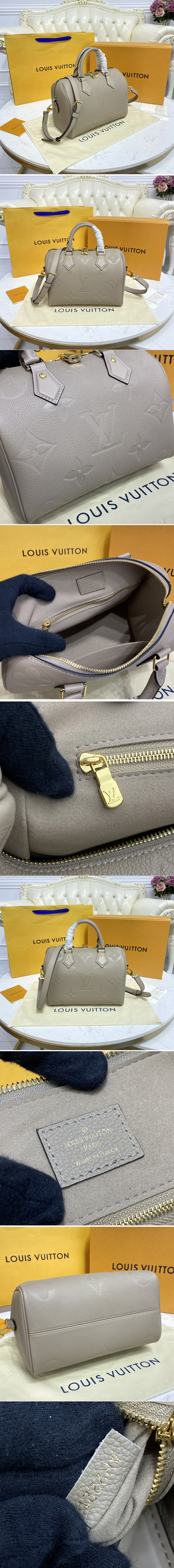 Replica Louis Vuitton M59273 LV Speedy Bandoulière 25 handbag in Tourterelle Monogram Empreinte leather