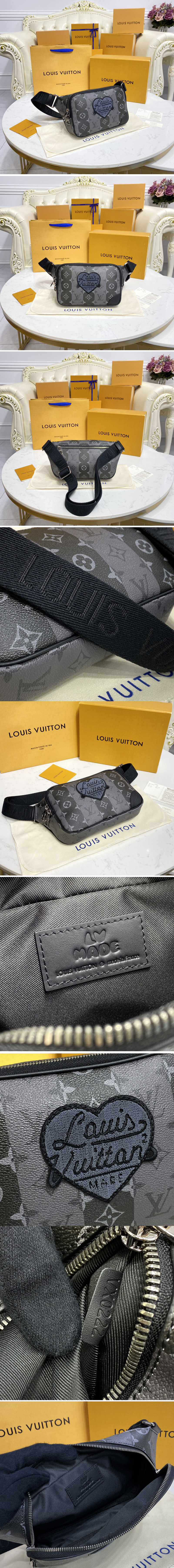 Replica Louis Vuitton M59338 LV Modular sling bag in Monogram Stripes Eclipse canvas