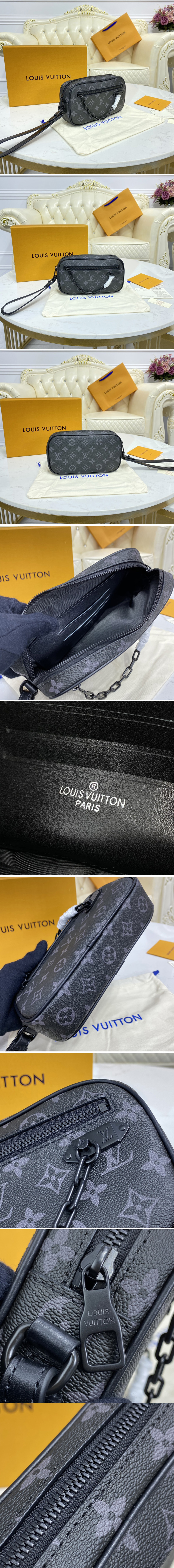 Replica Louis Vuitton M68321 LV Pochette Volga bag in Monogram Eclipse coated canvas