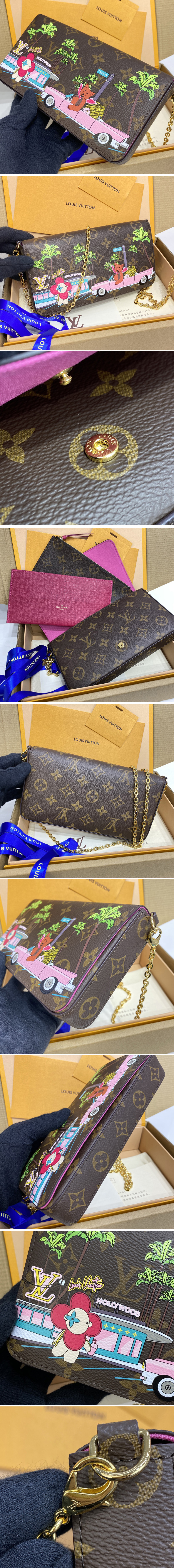 Replica Louis Vuitton M80859 LV Félicie Pochette Bag in Monogram canvas With Pink