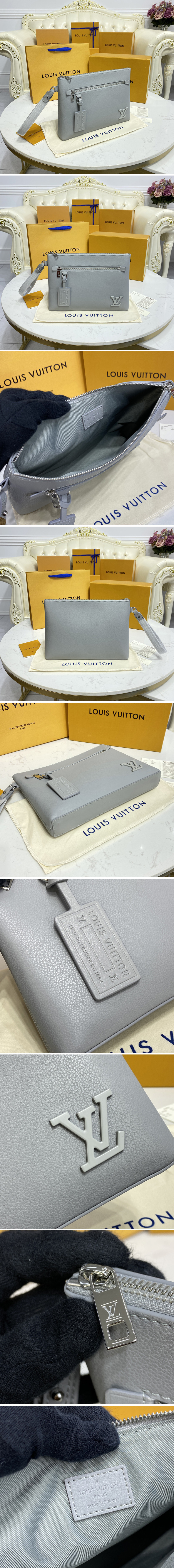 Replica Louis Vuitton M81029 LV Pochette iPad Pouch in Grey Aerogram cowhide leather