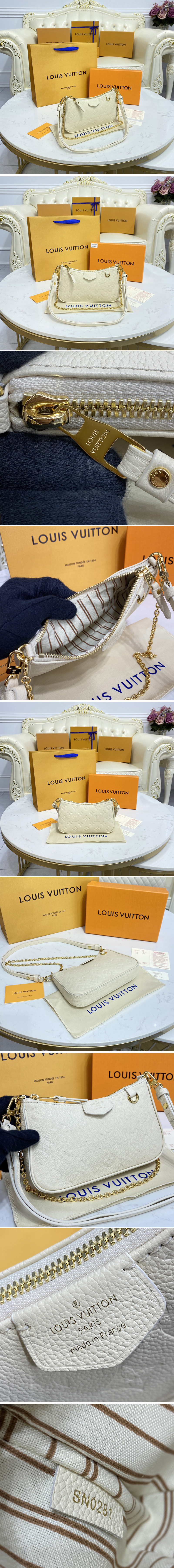 Replica Louis Vuitton M81066 LV Easy Pouch On Strap bag in Creme White Monogram Empreinte leather