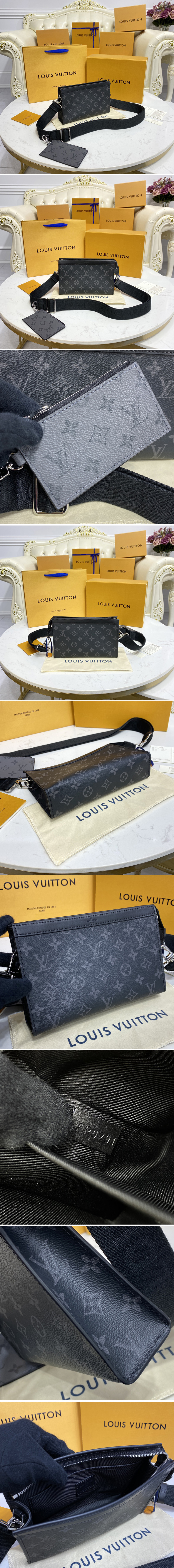 Replica Louis Vuitton M81124 LV Gaston Wearable Wallet in Monogram Eclipse Reverse coated canvas