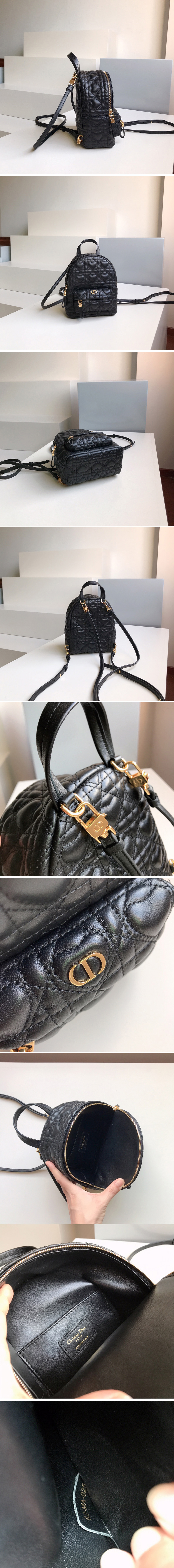 Replica Christian Dior M9222 Mini Dior Backpack in Black Cannage Lambskin