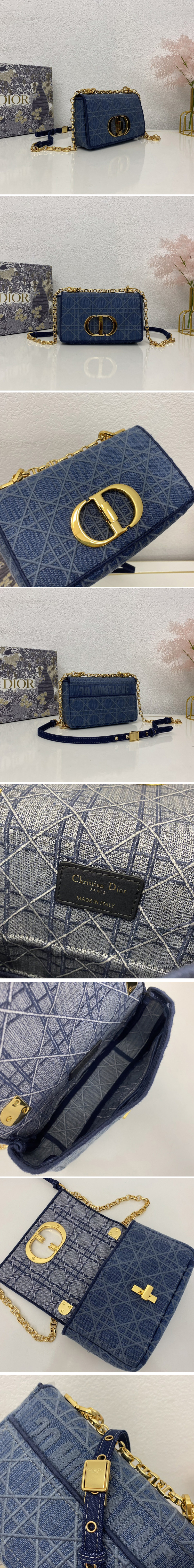 Replica Christian Dior M9241 Small Dior Caro bag in Blue Dior Cannage Denim