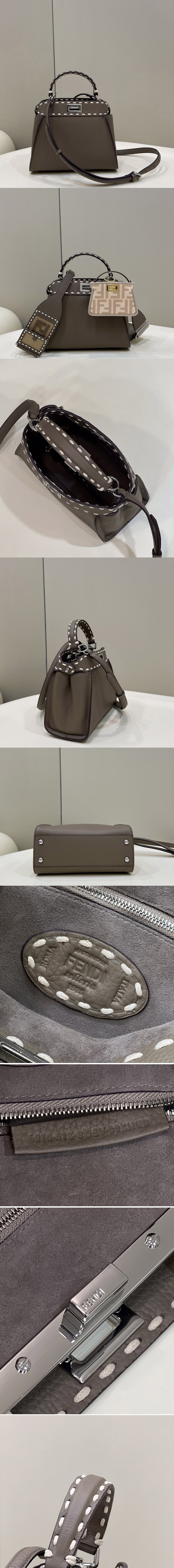 Replica Fendi 8BN244 Peekaboo Mini Bag in Dark grey leather