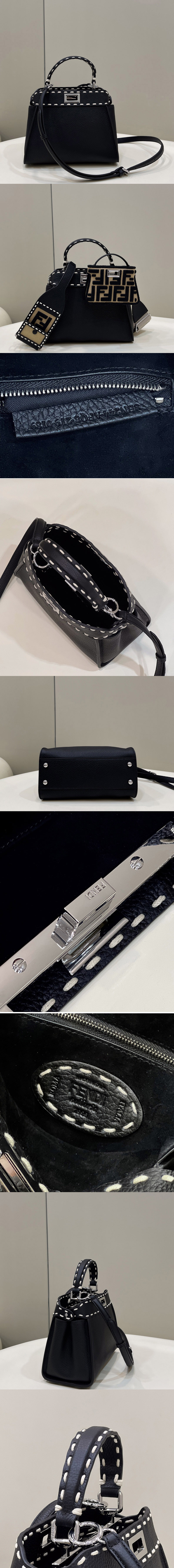 Replica Fendi 8BN244 Peekaboo Mini Bag in Black leather