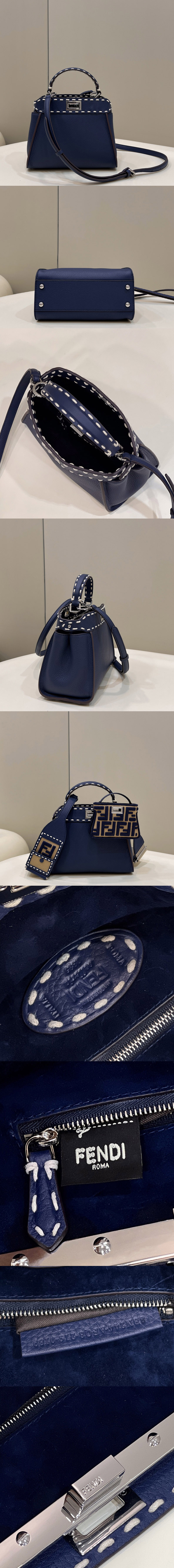 Replica Fendi 8BN244 Peekaboo Mini Bag in Blue leather