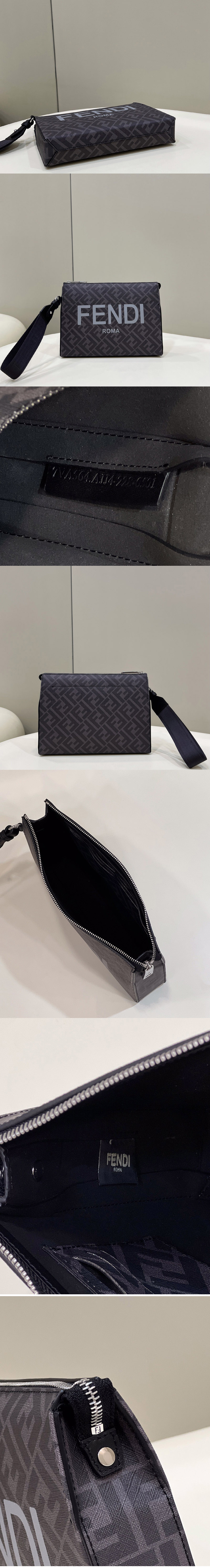 Replica Fendi 7VA564 Clutch Pack pouch Bag in black FF fabric