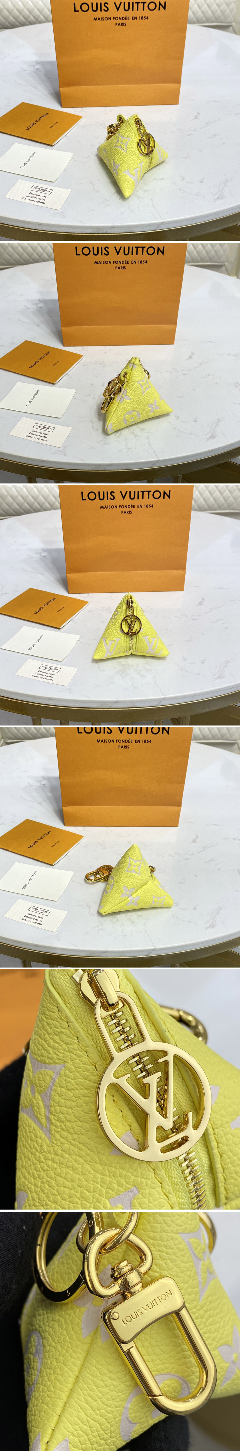 Replica Louis Vuitton M00669 LV Berlingot bag charm and key holder in Yellow Monogram canvas