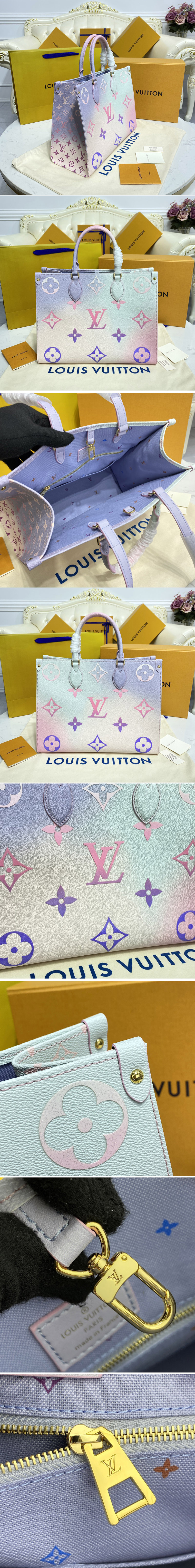 Replica Louis Vuitton M20510 LV OnTheGo MM tote Bag in Sunrise Pastel Monogram Canvas