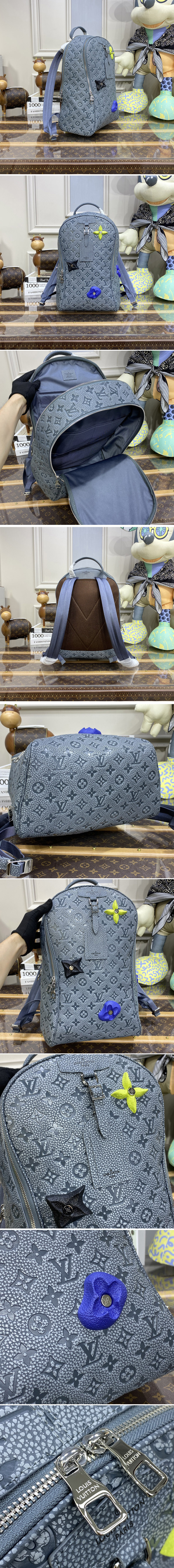 Replica Louis Vuitton M20877 LV Ellipse Backpack in Gray Taurillon Monogram embossed cowhide leather