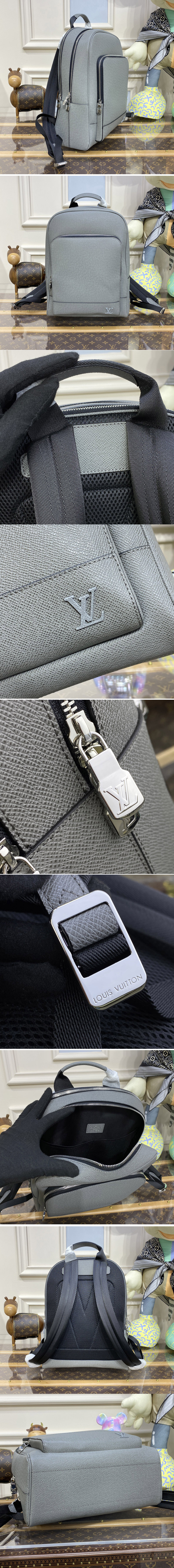 Replica Louis Vuitton M30857 LV Adrian Backpack in Gray Taiga leather