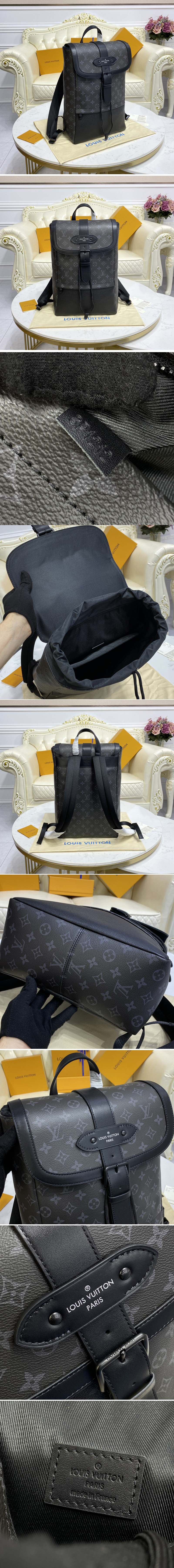 Replica Louis Vuitton M45913 LV Saumur backpack on Monogram Eclipse canvas