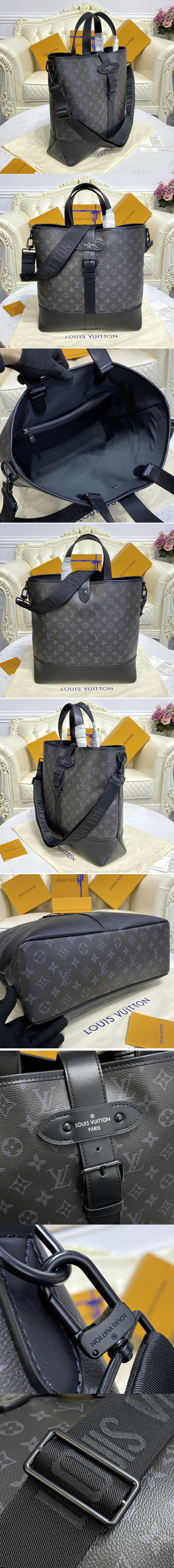 Replica Louis Vuitton M45914 LV Saumur Tote Bag on Monogram Eclipse canvas