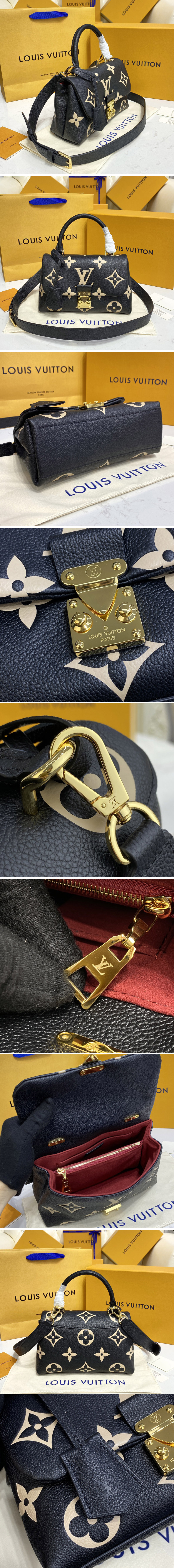 Replica Louis Vuitton M45978 LV Madeleine BB handbag in Black Monogram Empreinte leather