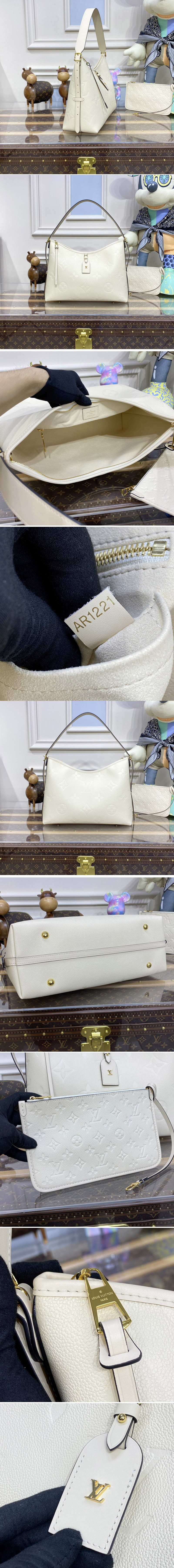 Replica Louis Vuitton M46292 LV CarryAll MM Bag in White embossed leather