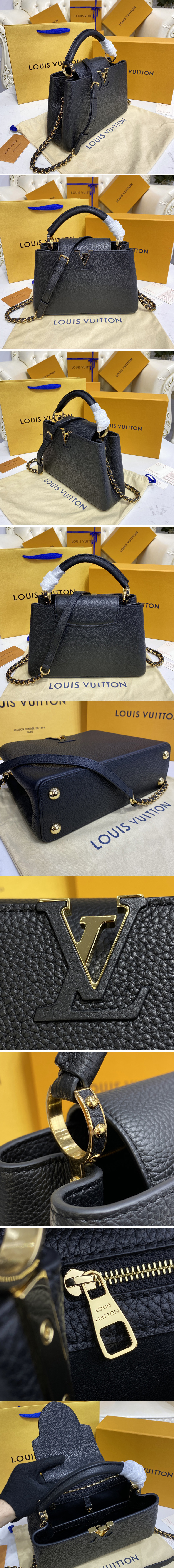 Replica Louis Vuitton M59512 LV Capucines BB handbag in Black Taurillon leather