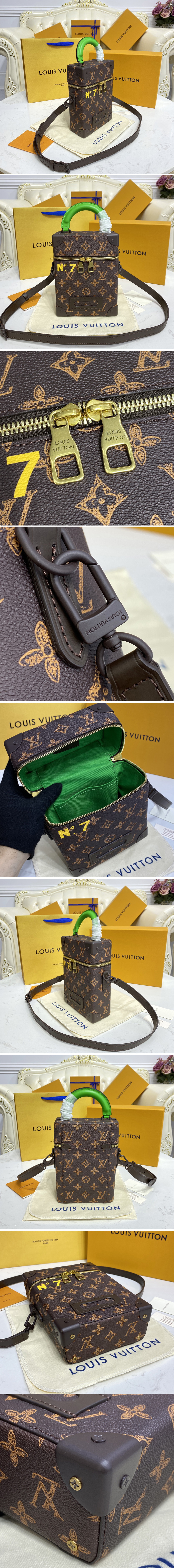 Replica Louis Vuitton M59664 LV Vertical Box Trunk Bag on Monogram canvas