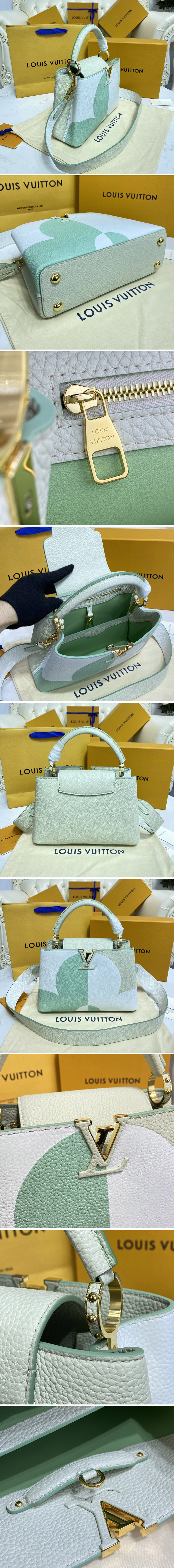 Replica Louis Vuitton M59711 LV Capucines BB handbag in Green/White Taurillon leather