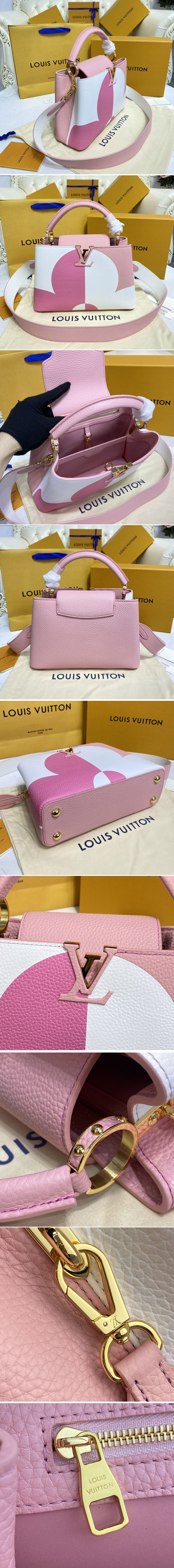 Replica Louis Vuitton M59532 LV Capucines BB handbag in Pink/Cream Taurillon leather