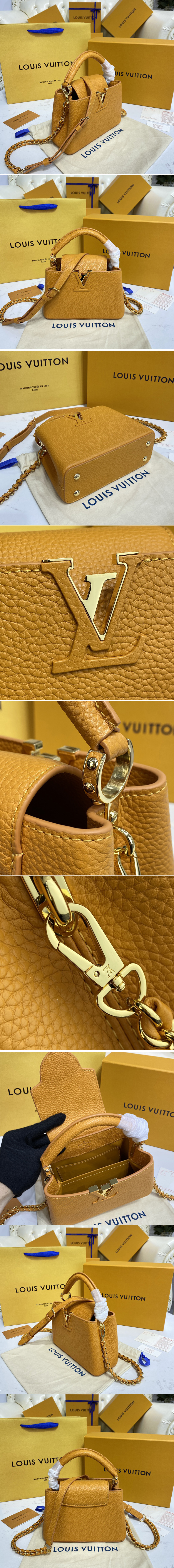 Replica Louis Vuitton M59928 LV Capucines Mini handbag in Brown Taurillon leather