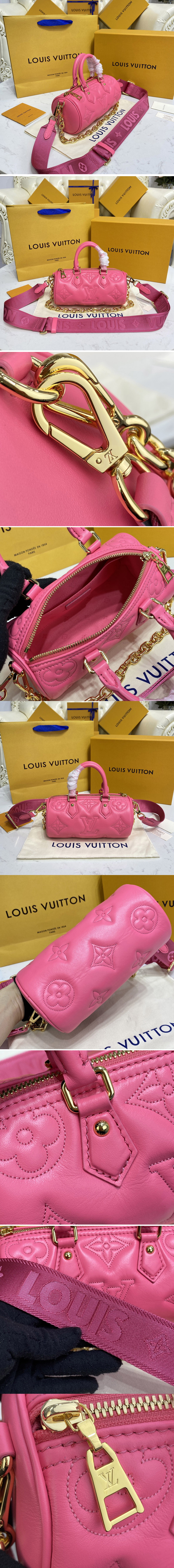 Replica Louis Vuitton M59826 LV Papillon BB handbag in Pink Quilted and embroidered smooth calf leather